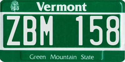 VT license plate ZBM158