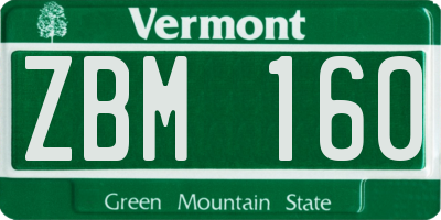VT license plate ZBM160