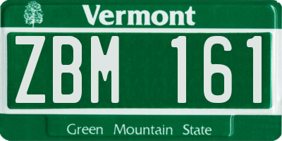 VT license plate ZBM161