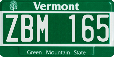 VT license plate ZBM165