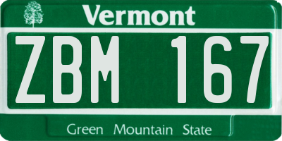VT license plate ZBM167