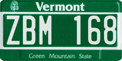 VT license plate ZBM168