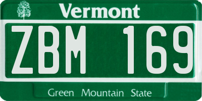 VT license plate ZBM169