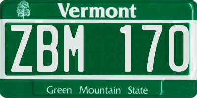 VT license plate ZBM170