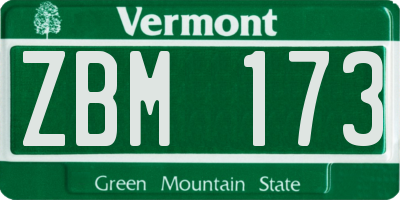 VT license plate ZBM173