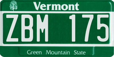 VT license plate ZBM175