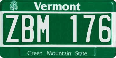 VT license plate ZBM176