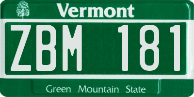 VT license plate ZBM181