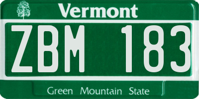 VT license plate ZBM183