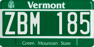 VT license plate ZBM185