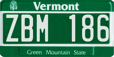 VT license plate ZBM186