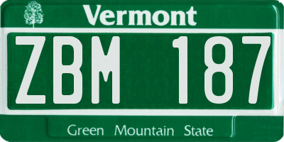 VT license plate ZBM187