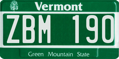 VT license plate ZBM190