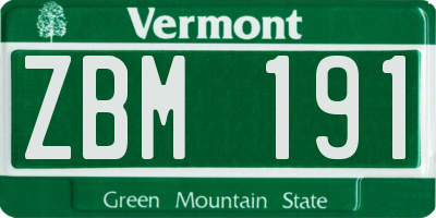 VT license plate ZBM191