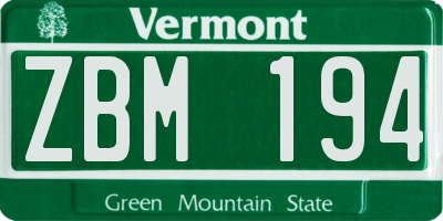 VT license plate ZBM194