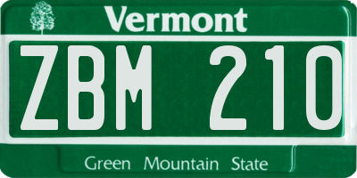 VT license plate ZBM210