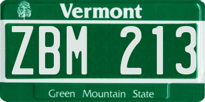 VT license plate ZBM213