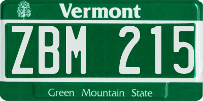 VT license plate ZBM215