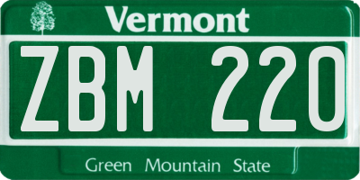 VT license plate ZBM220