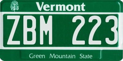 VT license plate ZBM223