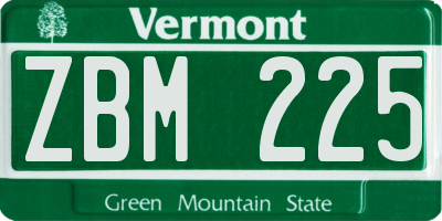 VT license plate ZBM225