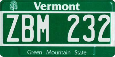 VT license plate ZBM232