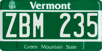 VT license plate ZBM235