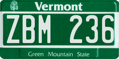 VT license plate ZBM236