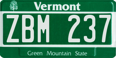 VT license plate ZBM237