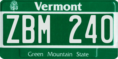 VT license plate ZBM240