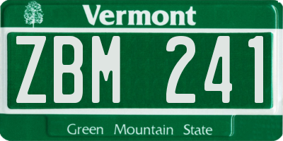 VT license plate ZBM241