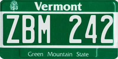 VT license plate ZBM242