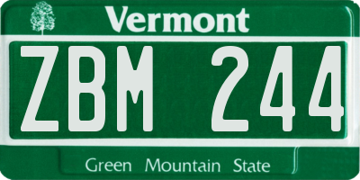 VT license plate ZBM244