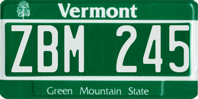 VT license plate ZBM245