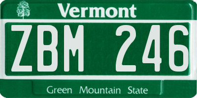 VT license plate ZBM246