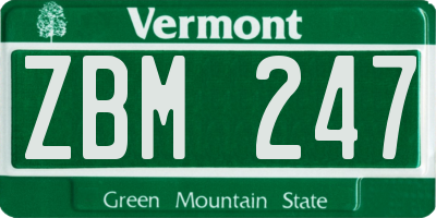 VT license plate ZBM247