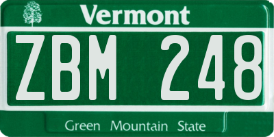 VT license plate ZBM248