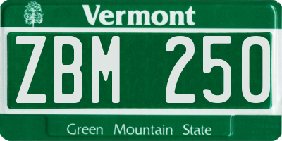 VT license plate ZBM250