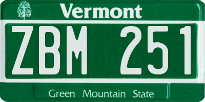 VT license plate ZBM251