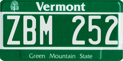 VT license plate ZBM252