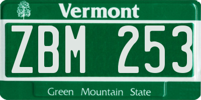 VT license plate ZBM253