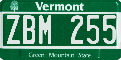 VT license plate ZBM255