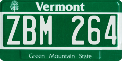 VT license plate ZBM264