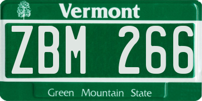 VT license plate ZBM266