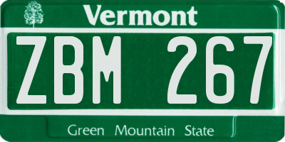 VT license plate ZBM267