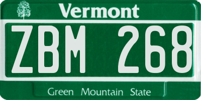 VT license plate ZBM268