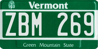 VT license plate ZBM269