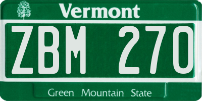 VT license plate ZBM270