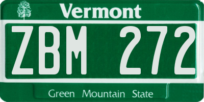 VT license plate ZBM272