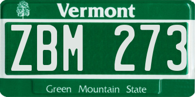 VT license plate ZBM273